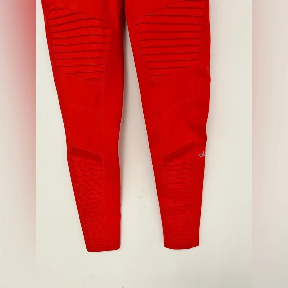 Alo Yoga Women's Size Small 28” High-Waist Mesh Panel Moto Leggings Cherry Red